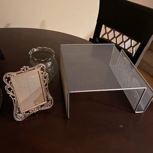 Desk Decor- Frame/Organizer/Vase Silver